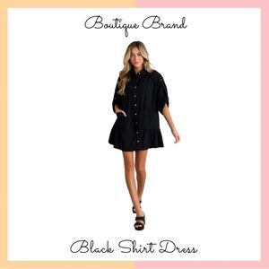 Black Mini Shirt Dress